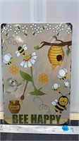 Decorative tin sign (8" x 12") - Bee Happy