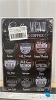Decorative tin sign (8" x 12") - Coffee Menu