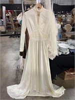 1970s Ivory Wedding Dress & Veil.