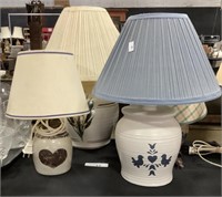 4 Pottery Lamps.