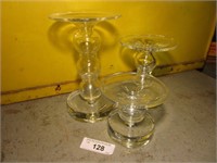 Three Glass Candle Pedestals