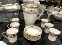 Vintage Noritake Gold Moriage Tea Cups, Saucers.