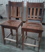 Lot of 2 Vintage Wood Stools