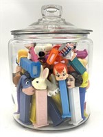 Pez Dispensers in Glass Jar with Lid 10”