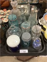 Blue Mason Jars & Antique Bottles.
