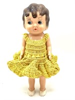Vintage 1950s Plastic Doll 11” (arms are jointed)