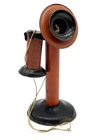 Vintage Tin Toy Candlestick Phone 7.25”