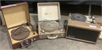 3 Vintage Record Players.