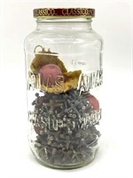Jar of Vintage Jacks and Balls (jar is 7”)