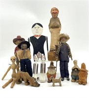 Vintage Folk-Art-Style Wood Carved Figures 12”