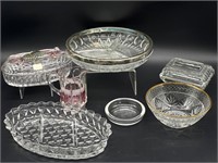 Crystal and Glass Lidded Dishes, Divided Serving