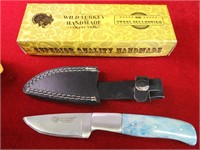 Wild Turkey Bone Handle Knife w/ Sheath