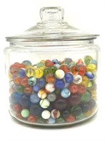 Marbles and Shooters in Glass Jar - 8” Jar