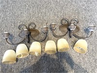 (2) Wall Mount Light Fixtures with Globes 19” x