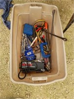tote of assorted tools