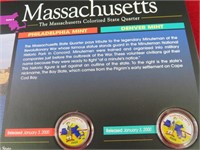 Massachusetts Coloized State Quarter Set w/ COA