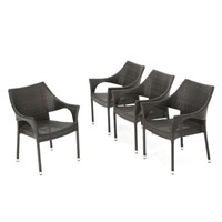 Set of 4 Mirage Mocha Wicker Stacking Chairs