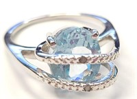 Baby Swiss Blue Topaz Sterling Silver Ring, sz 7