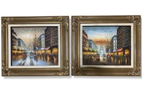 Paris Street Scene Set 2 Oil Painting Framed 20x24