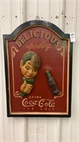 Vintage wooden 3D Coca-Cola sign 22 1/2 inches x