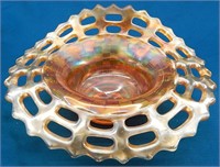 Fenton Marigold Carnival Glass Basket Weave Bowl