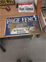Page Fence tin Waynesburg pa.23in..x15in.