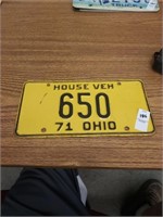 House vehicle licene plate Ohio