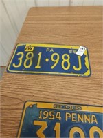 Pa. License plate 1958