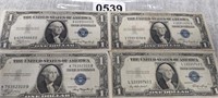 (4)  $1 BLUE SEAL SILVER CERTIFICATES