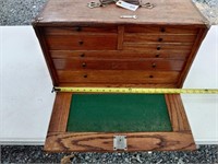 Vintage Oak Machinist Tool Box, Many Machinist