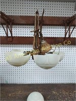 ANTIQUE ART DECO MILK COLOR SLIP SHADE CHANDELIER