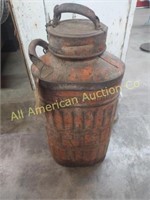 VINTAGE ORANGE ELLISCO G.R. CO 5 GAL. FUEL CAN