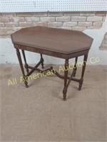 ANTIQUE WALNUT 6 LEGGED RADIO TABLE