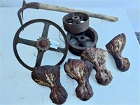 Old Cast Iron Lot: 4 Tub Clawfoot, Pulley &