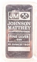 Coin 10 Troy Oz of a Silver Bar Johnson Matthey