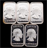 Coin (5) 1oz .999 Silver Bars