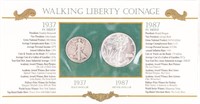 Coin 1937 Half Dollar+1987 Silver Eagle