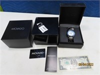 New MOVADO Mens SilverFront Boxed Papers