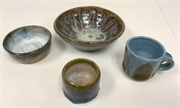 Four Pieces of Signed Pottery