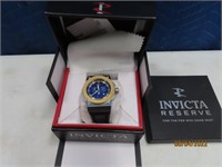 New INVICTA RESERVE Mens Watch Blue/Gold Dial