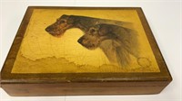 Nice Wooden Box with Airedale Terriers on Top