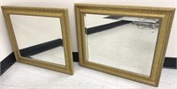 Pair of Gold Framed Beveled Mirrors