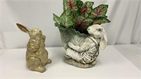 Pottery Rabbit and Cabbage Patch Rabbit Planter