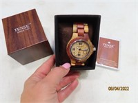 New TENSE Mens Wooden Wrist Watch boxed