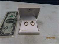 14kt Gold 3/4" Loop Type Earrings boxed mint