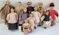Set of 11 Handmade China Dolls