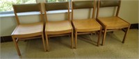 Lot of 4 Mid Century Modern Oak Chairs
