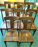 Set of 8 Antique Oak Dining Chairs