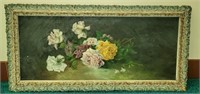 Framed Floral Painting on Canvas