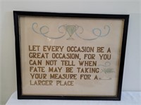 Framed Hand painted Quote Artist Unknown
